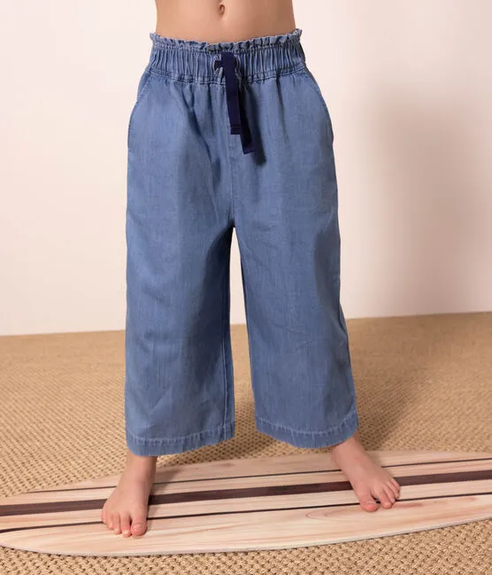 Light Denim Wide-Leg Pants