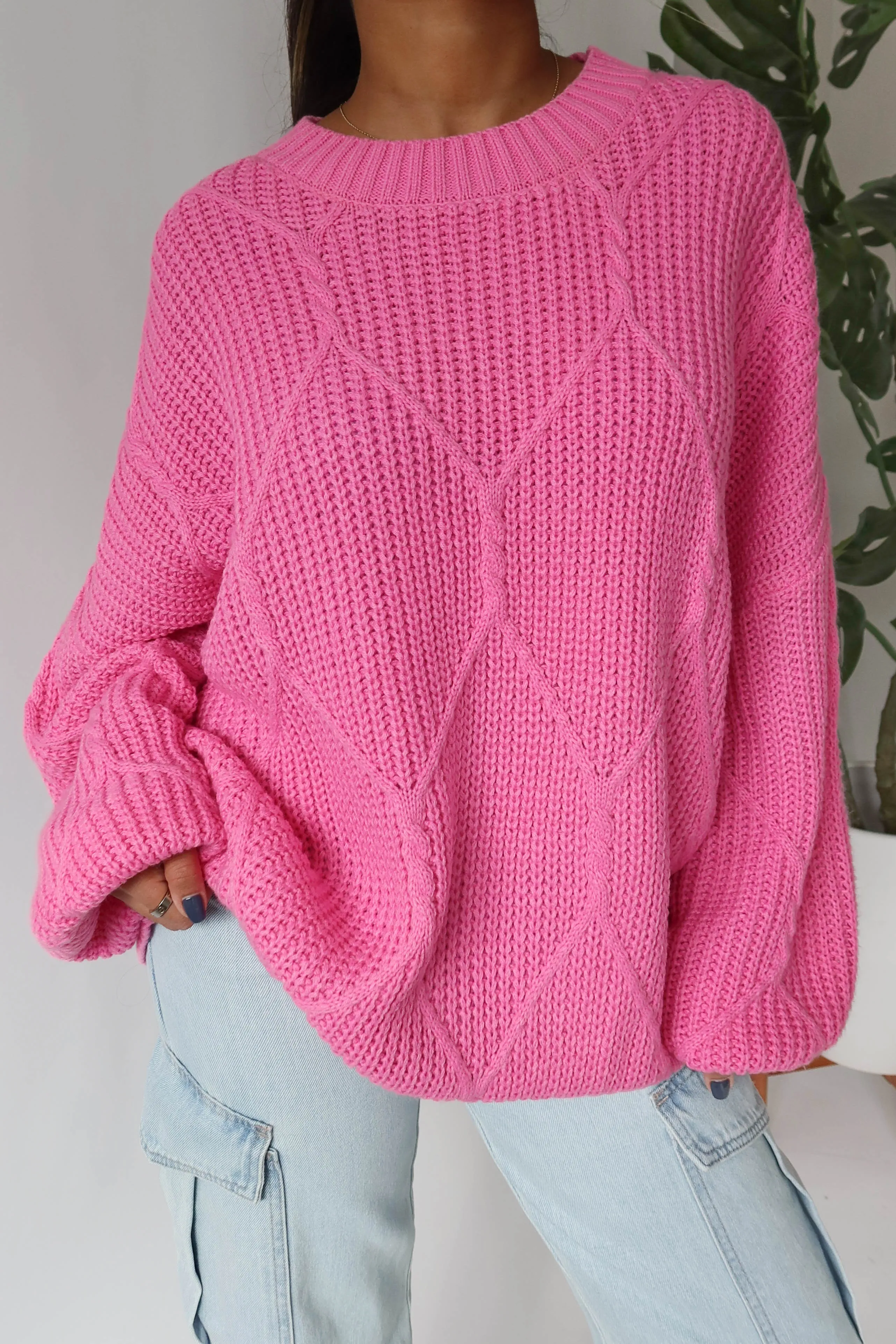 Logan Sweater in Magenta Pink