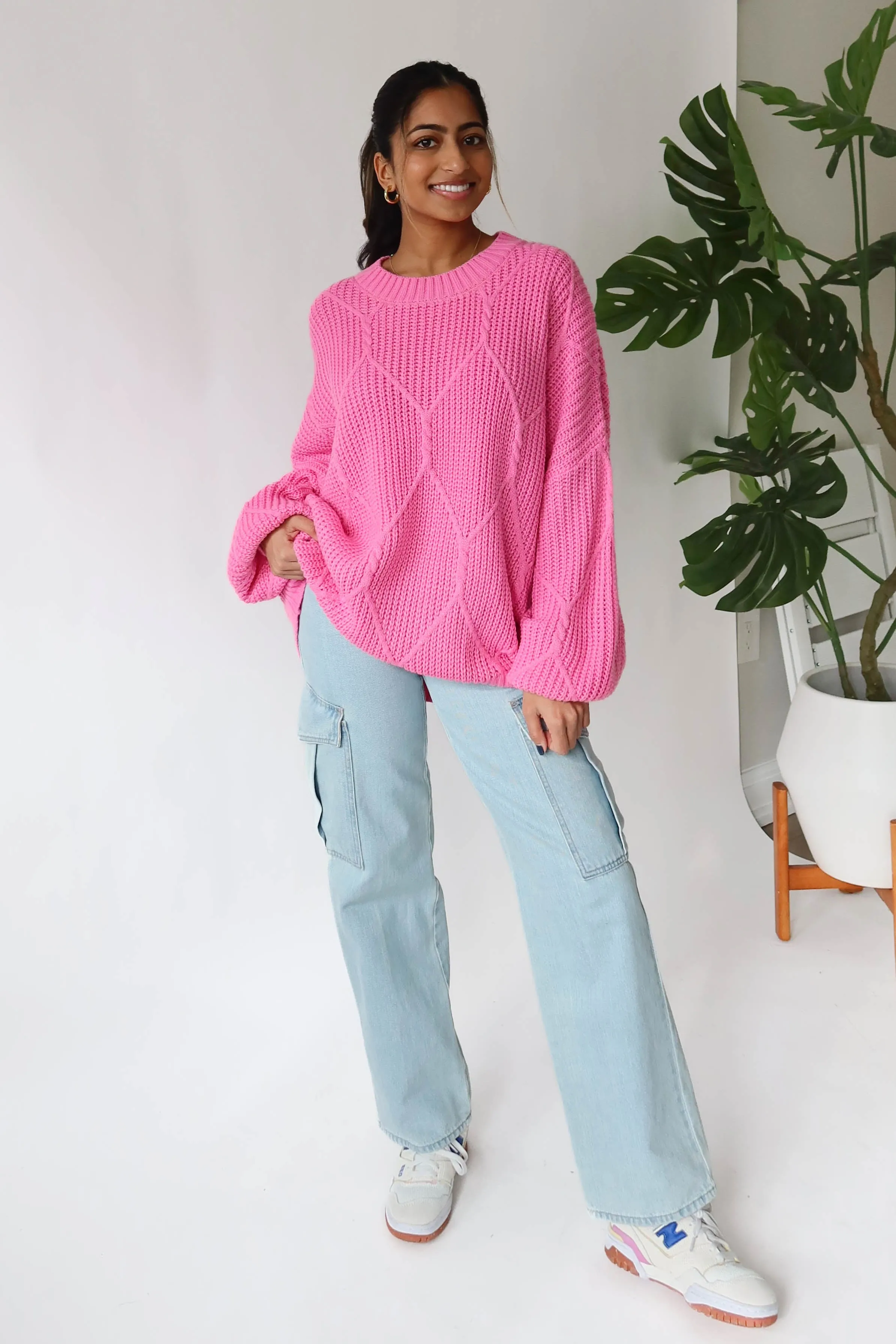 Logan Sweater in Magenta Pink