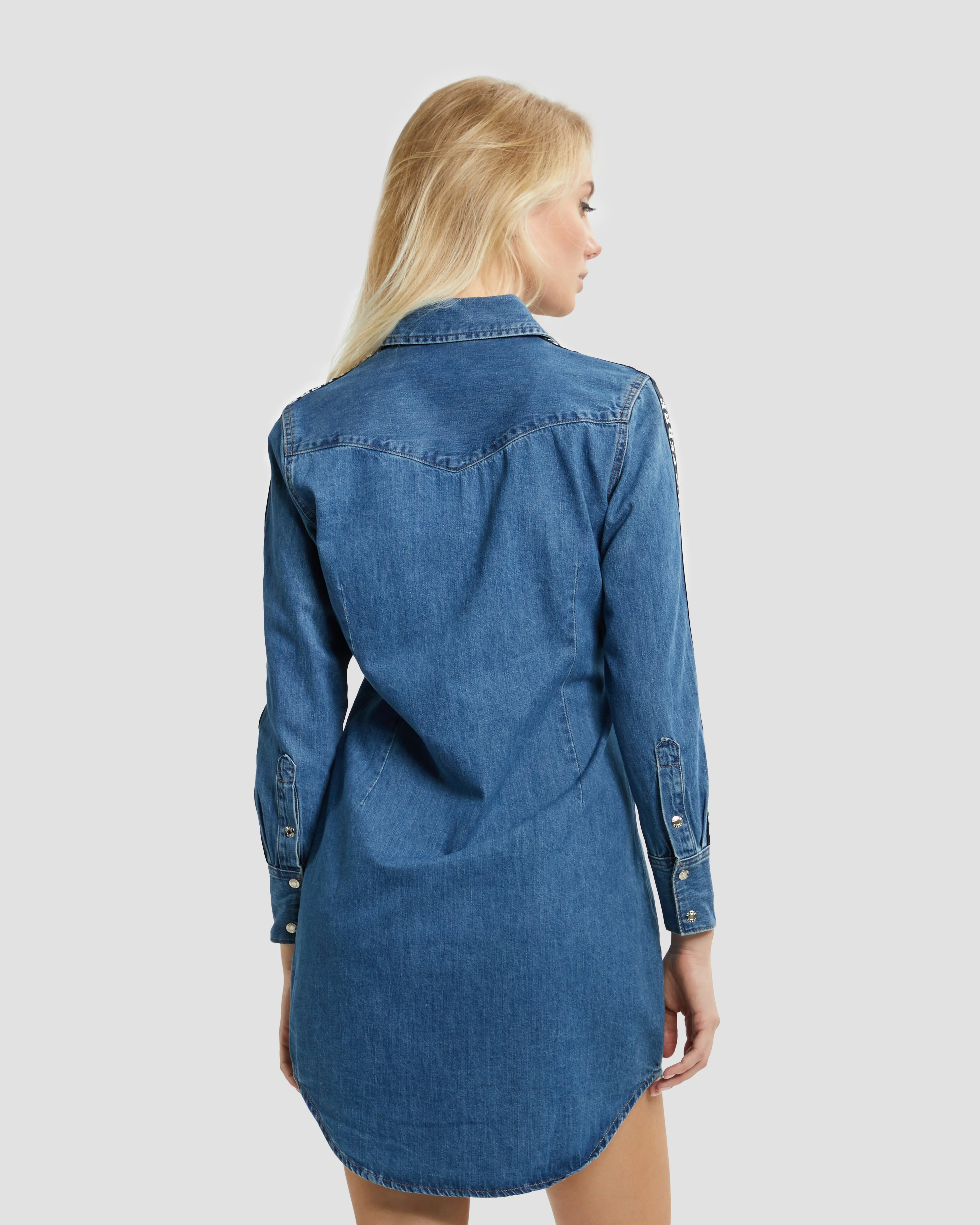 Logo Taper Denim Shirt Dress