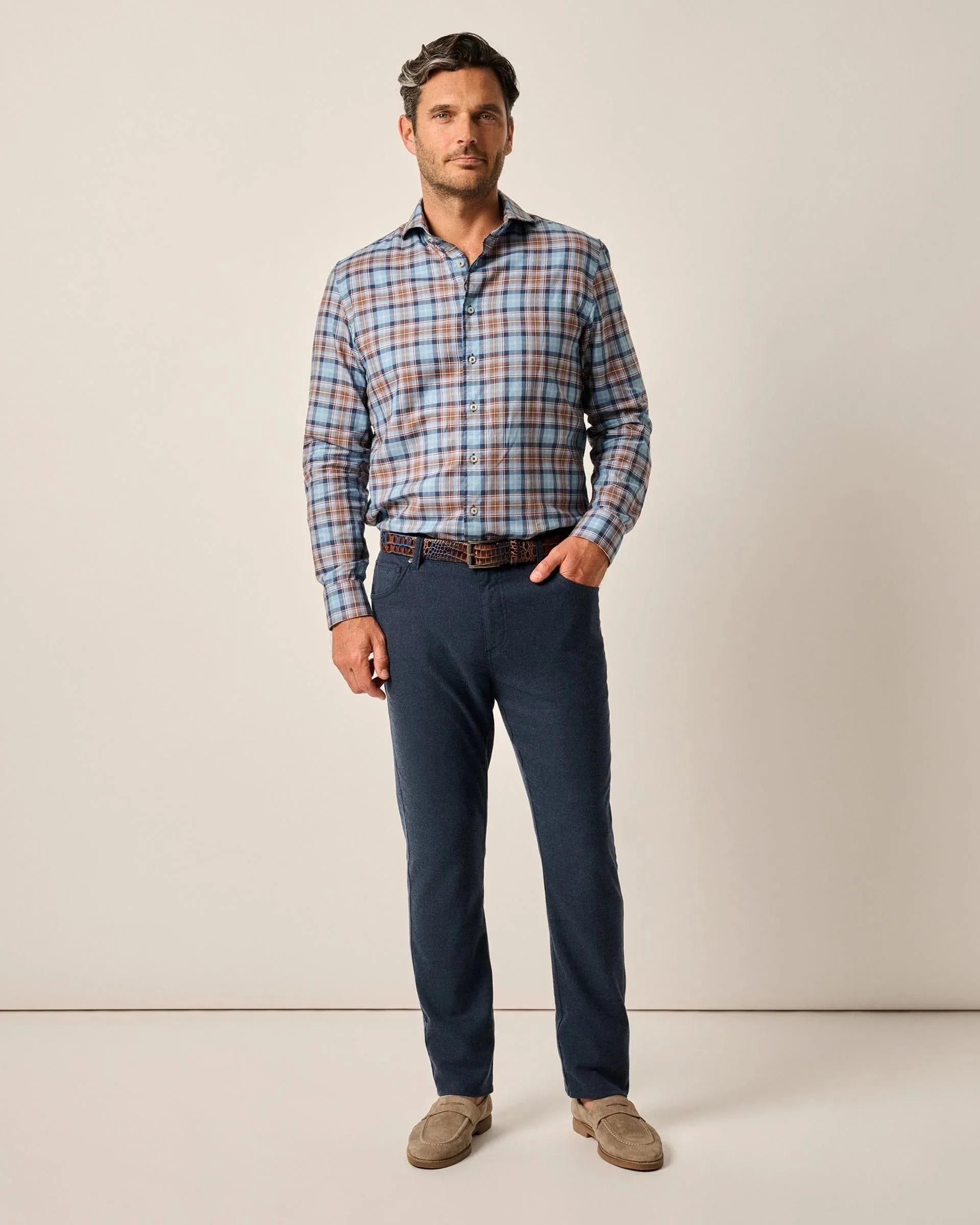 London Brushed Twill Flannel Pant in Indigo by Johnnie-O