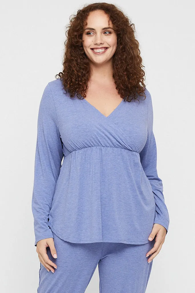 Long Sleeve Cross Front PJ Top - Lavender