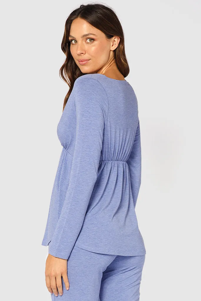 Long Sleeve Cross Front PJ Top - Lavender