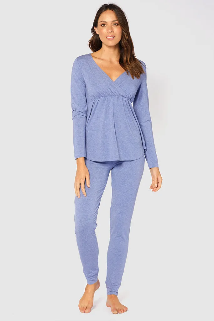 Long Sleeve Cross Front PJ Top - Lavender