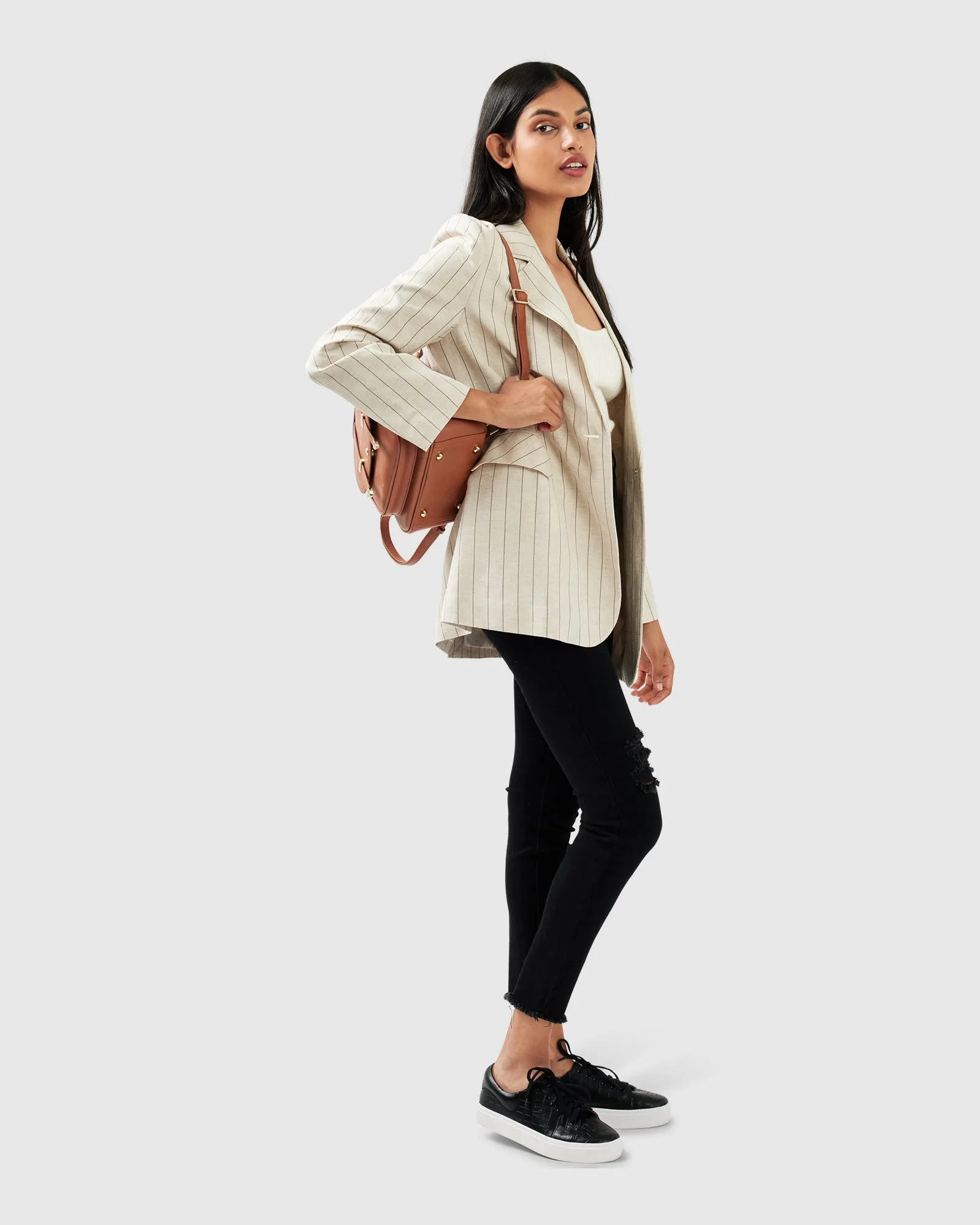 Love & Mercy Striped Blazer - Beige