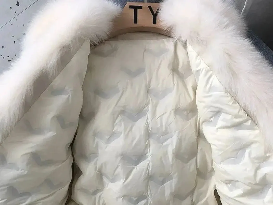 Luxury Women's Fox Fur Leather Coat