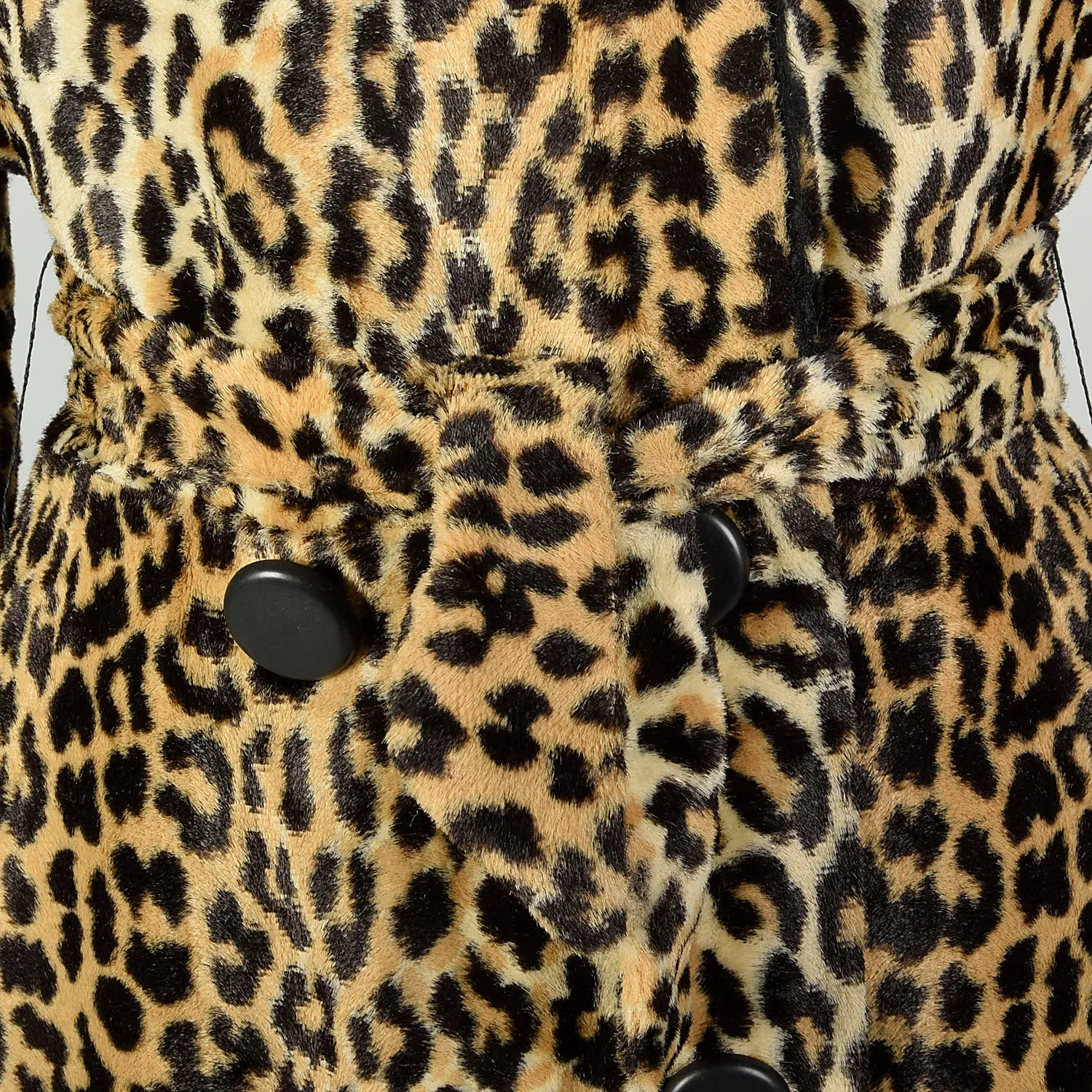 Medium 1960s Faux Fur Coat Animal Print Vegan Leopard Outerwear