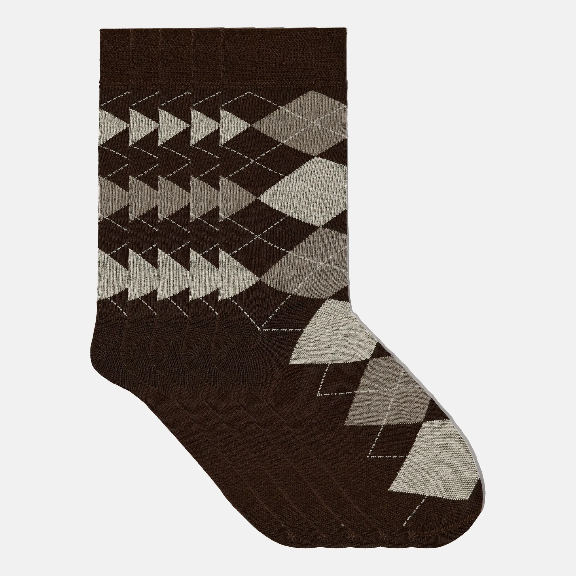 Men's Bamboo Dress Socks • Argyle Pack of 1/3/5 Pairs • Dark Brown