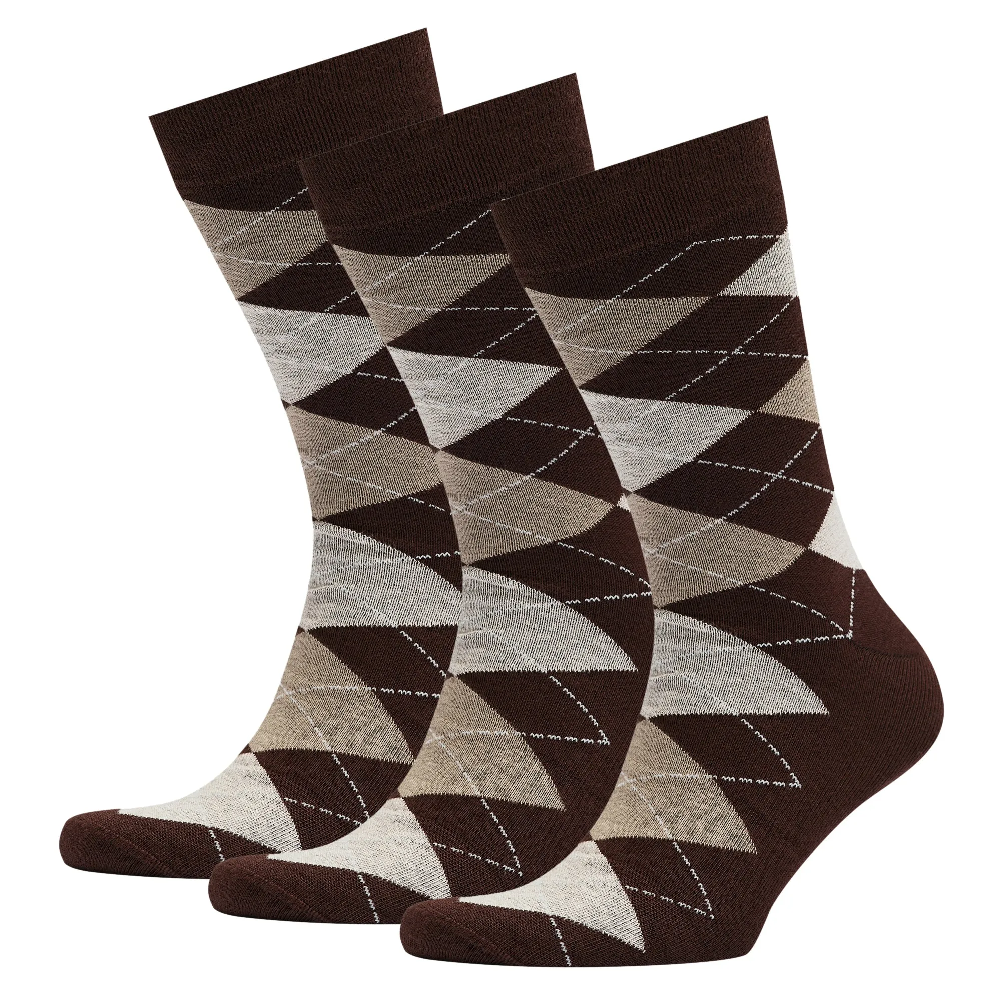 Men's Bamboo Dress Socks • Argyle Pack of 1/3/5 Pairs • Dark Brown