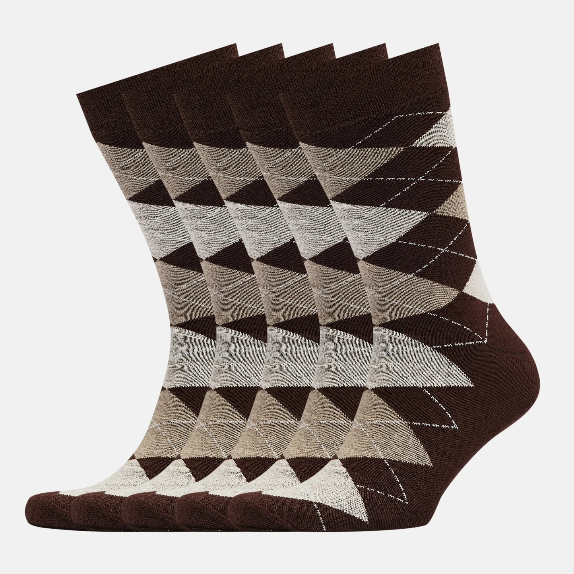 Men's Bamboo Dress Socks • Argyle Pack of 1/3/5 Pairs • Dark Brown