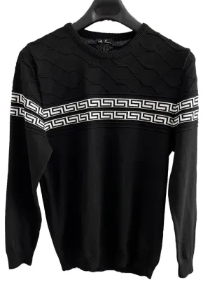 Men's black and white sweaters fashion style crewneck long sleeves light weight