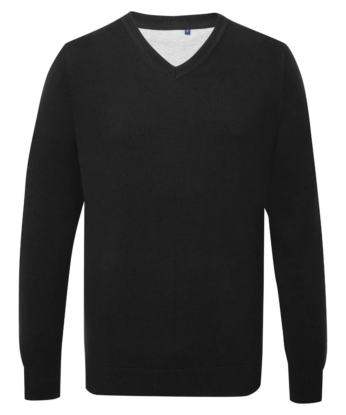 Mens cotton blend v-neck sweater | Black