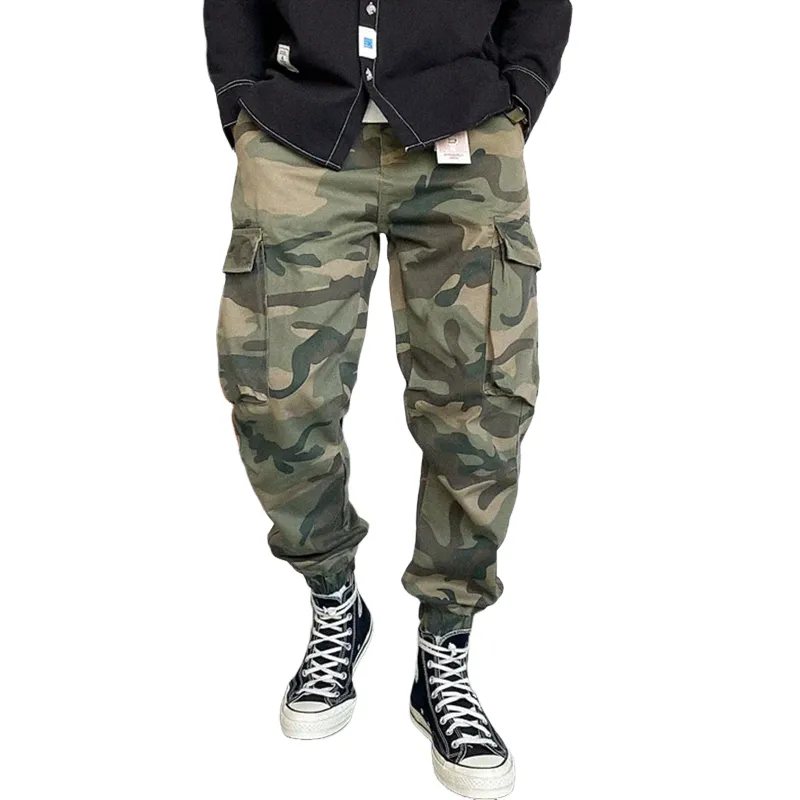 Men's Fashion Camo Elastic Waist Multi-pocket Cargo Pants 77592400Z