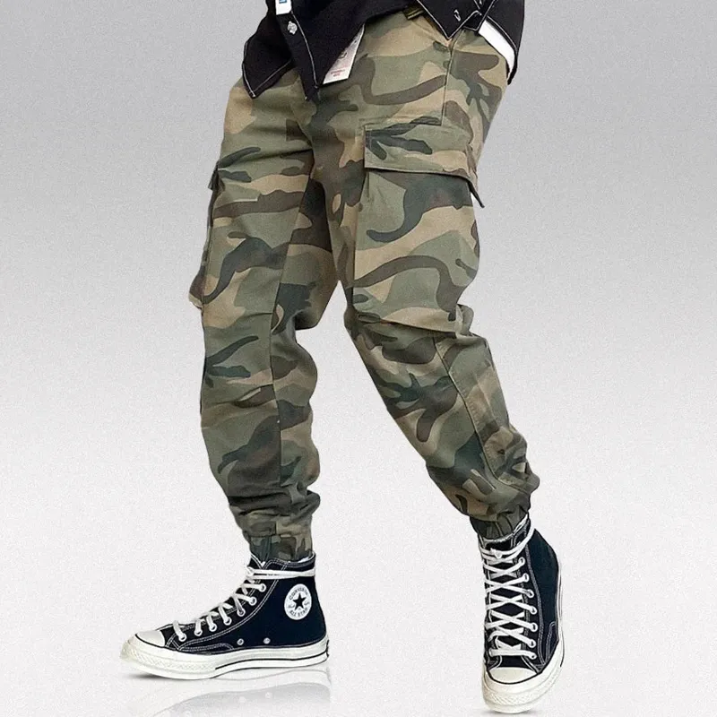 Men's Fashion Camo Elastic Waist Multi-pocket Cargo Pants 77592400Z