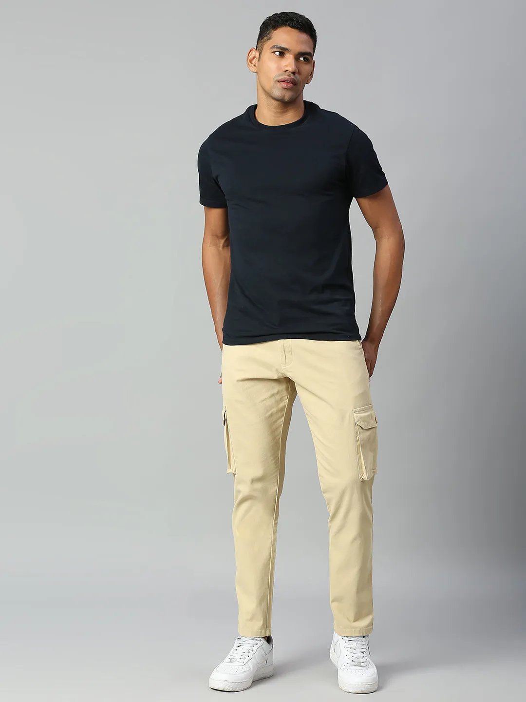 Men's Tapered Fit Cotton Cargo (Light Khaki)