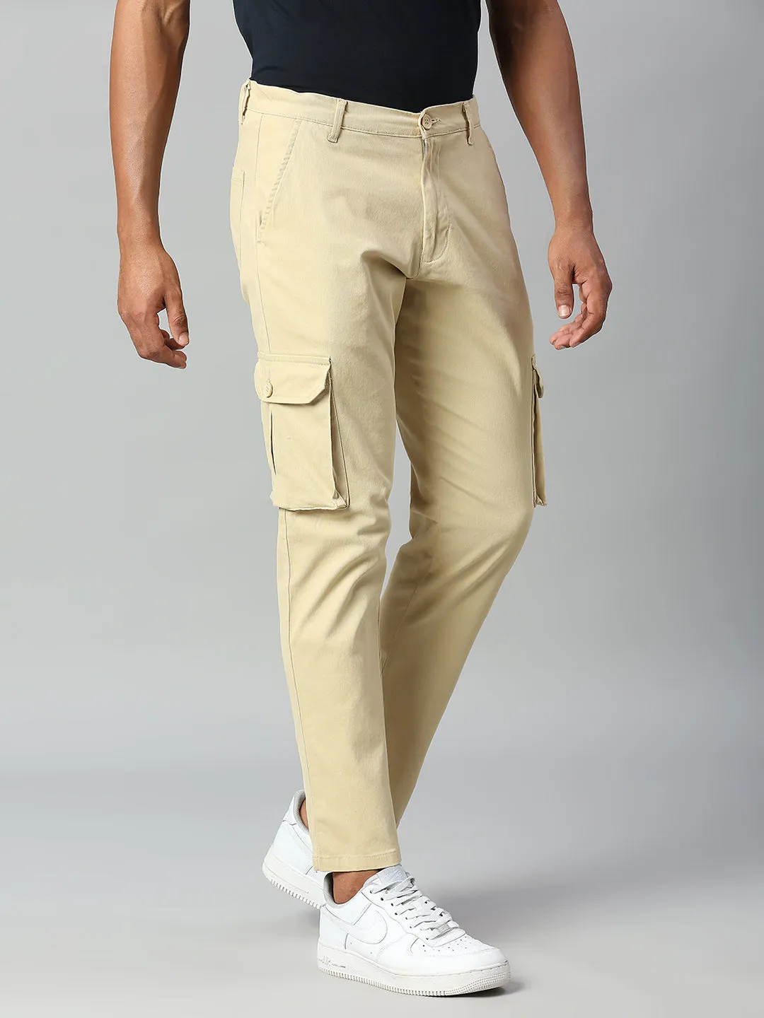 Men's Tapered Fit Cotton Cargo (Light Khaki)