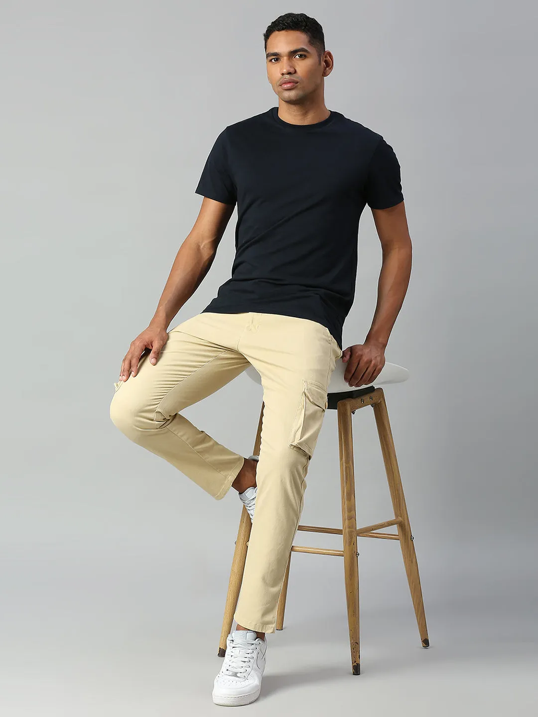 Men's Tapered Fit Cotton Cargo (Light Khaki)