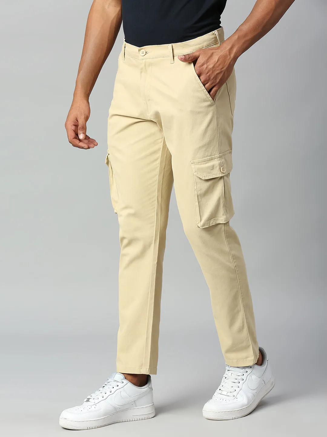 Men's Tapered Fit Cotton Cargo (Light Khaki)