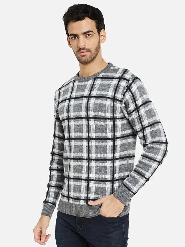 Mettle Men Grey Black Checked Pullover