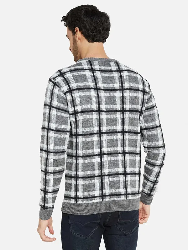 Mettle Men Grey Black Checked Pullover