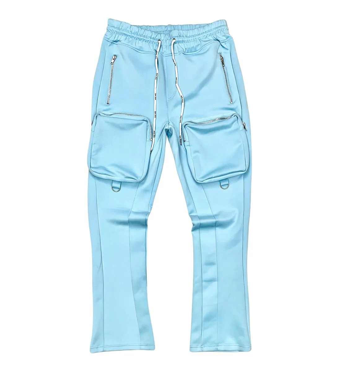 Motive Denim Stacked Track Pants w/ Cargo Pockets (Lt Blue)