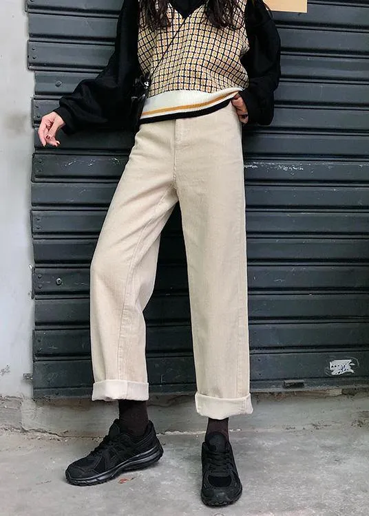 new fall women casual wide leg pants wild corduroy trousers