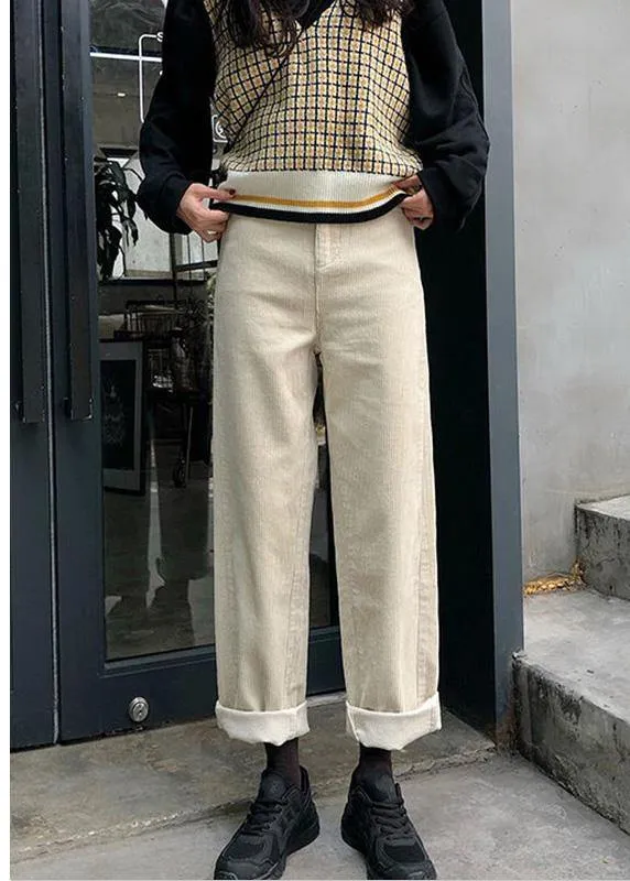 new fall women casual wide leg pants wild corduroy trousers