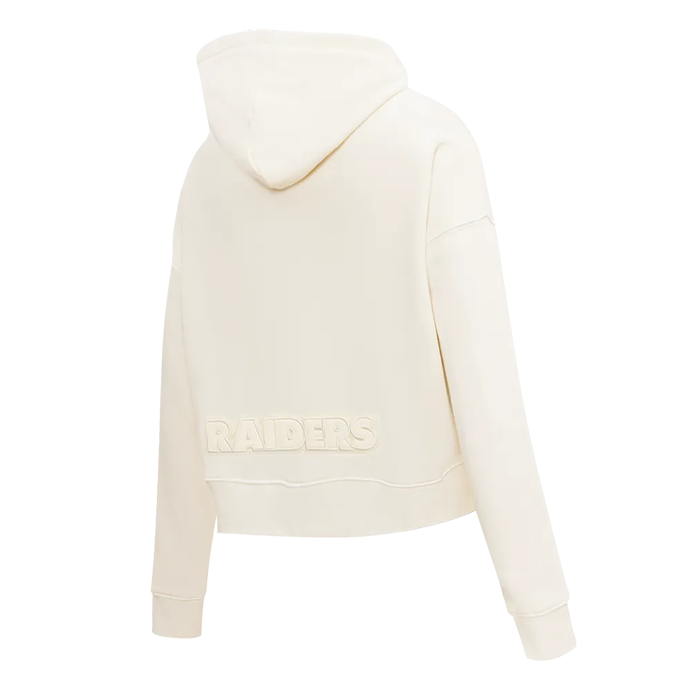 NFL LAS VEGAS RAIDERS NEUTRAL WOMEN'S CROPPED PO HOODIE (EGGSHELL)