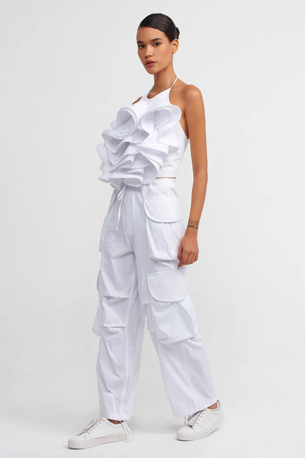 Nu Poplin Cargo Pants Off White