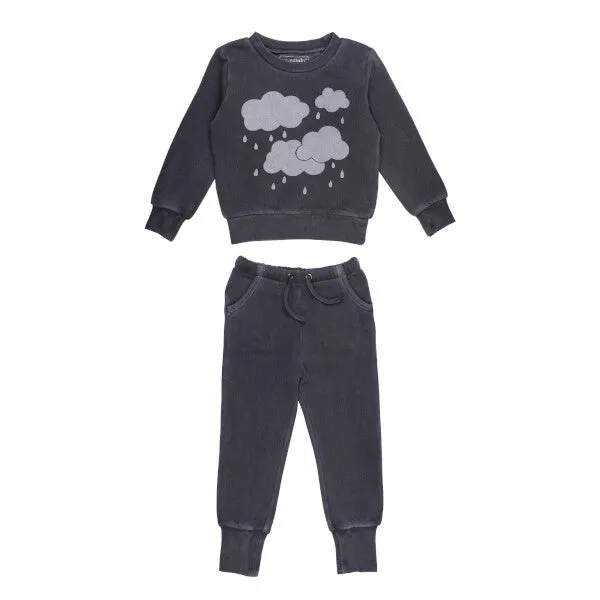 Organic Sweatshirt & Jogger Set, Coal Clouds