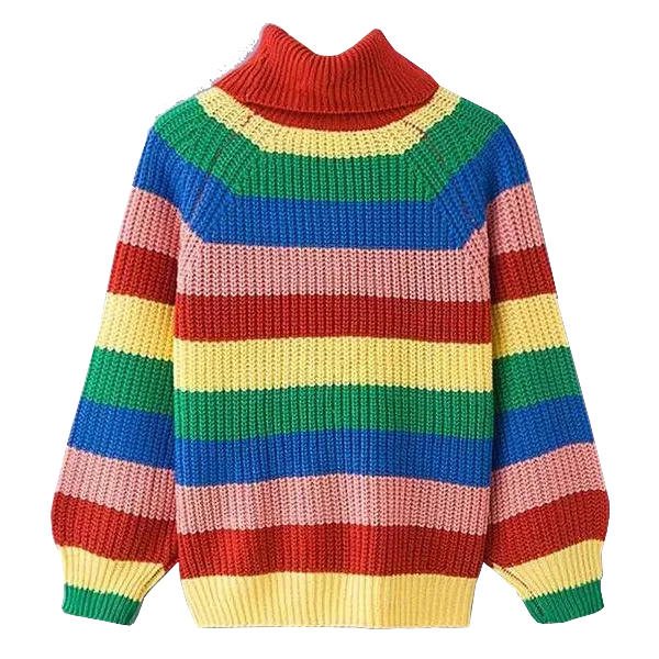 Oversized Rainbow Striped Sweater