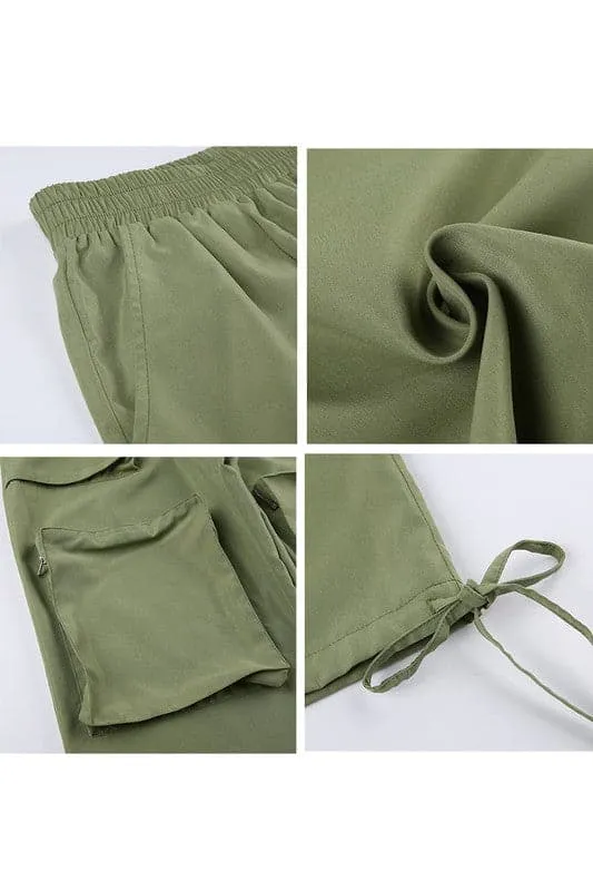 PA006 Drawstring Cargo Long Pants