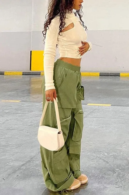 PA006 Drawstring Cargo Long Pants