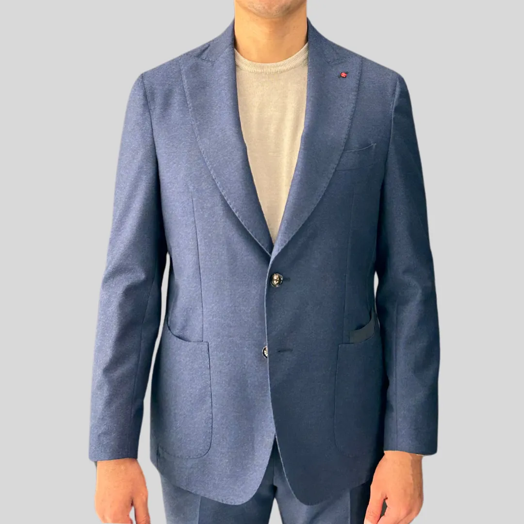 Patch Pocket Peak Lapel Blazer - Blue