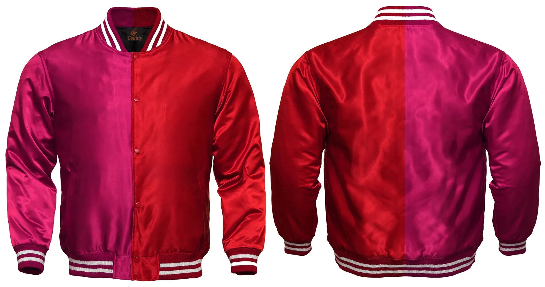 Personalized Varsity Jacket Hot Pink Red Satin Jacket Mens Letterman Jacket