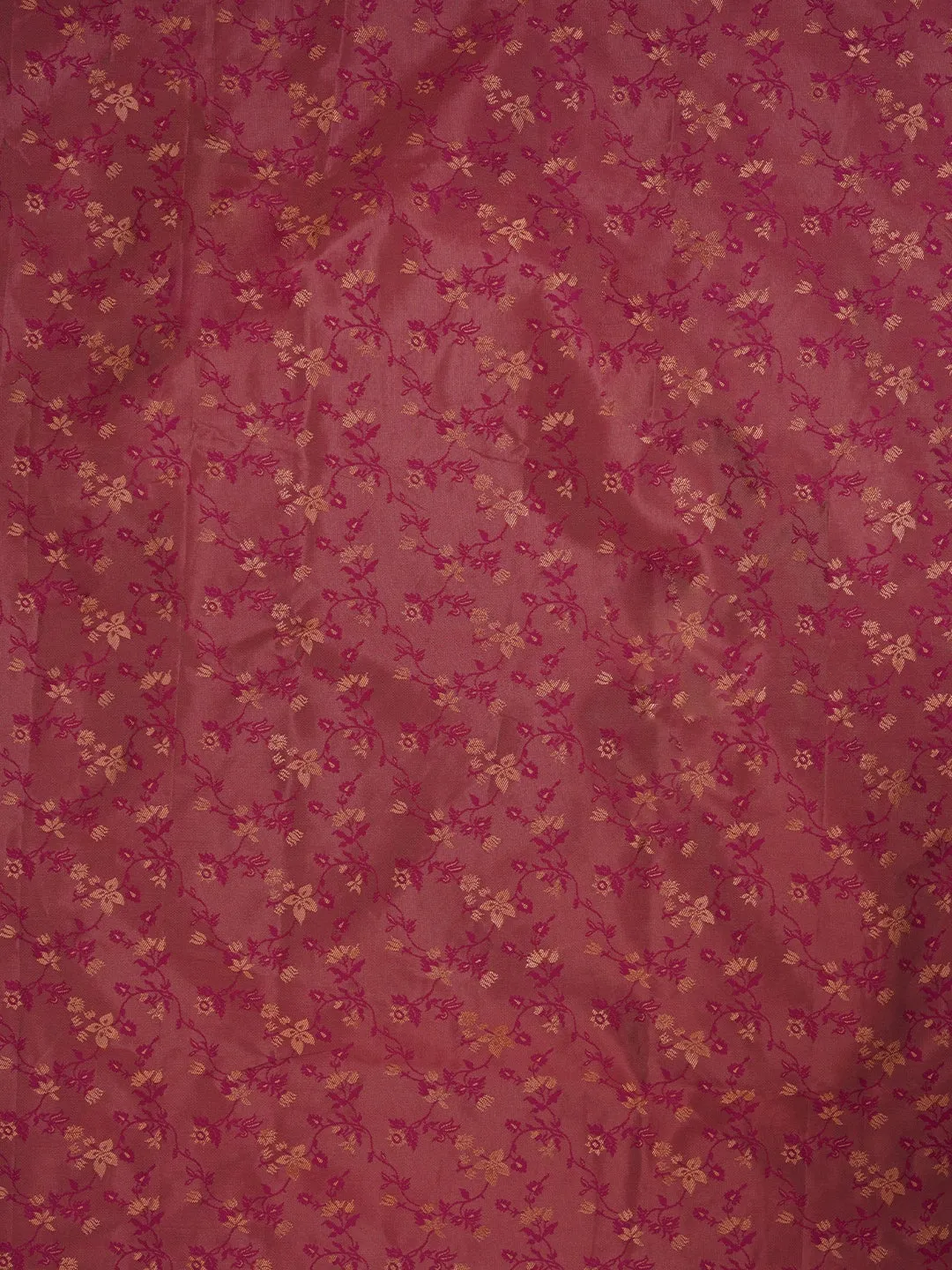 Pink Floral Silk Zari Woven Dress Material with Dupatta