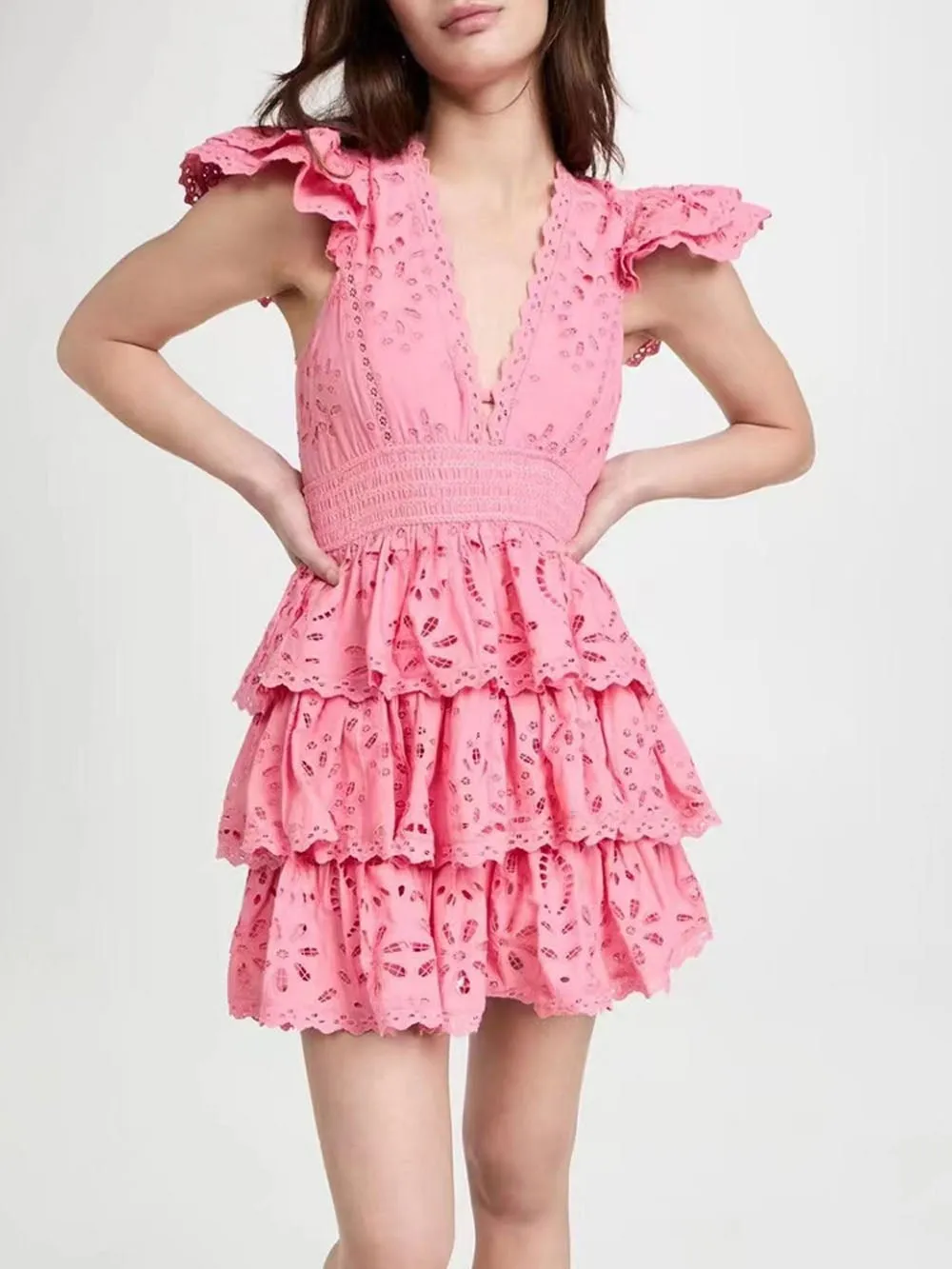 Pink Ruffles Mini Dress