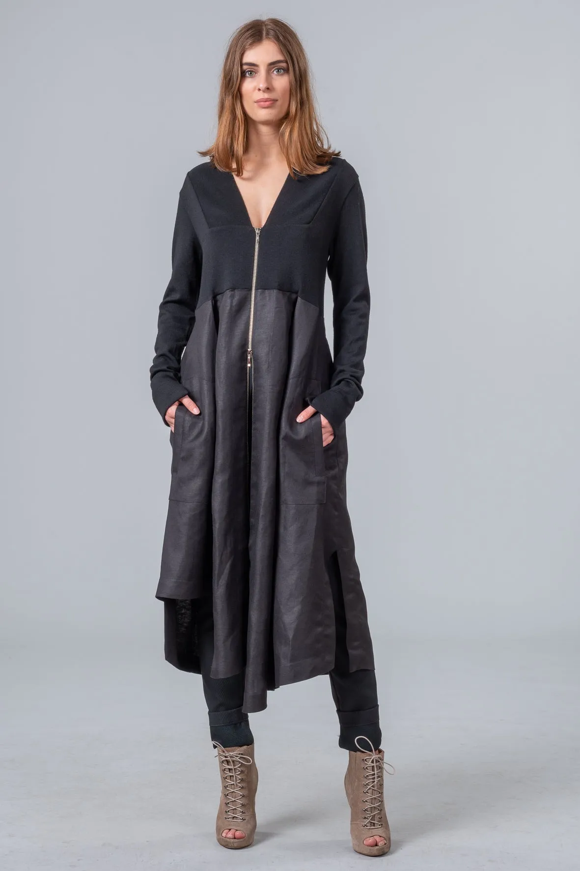 Postcards from Winter - coat dress - black