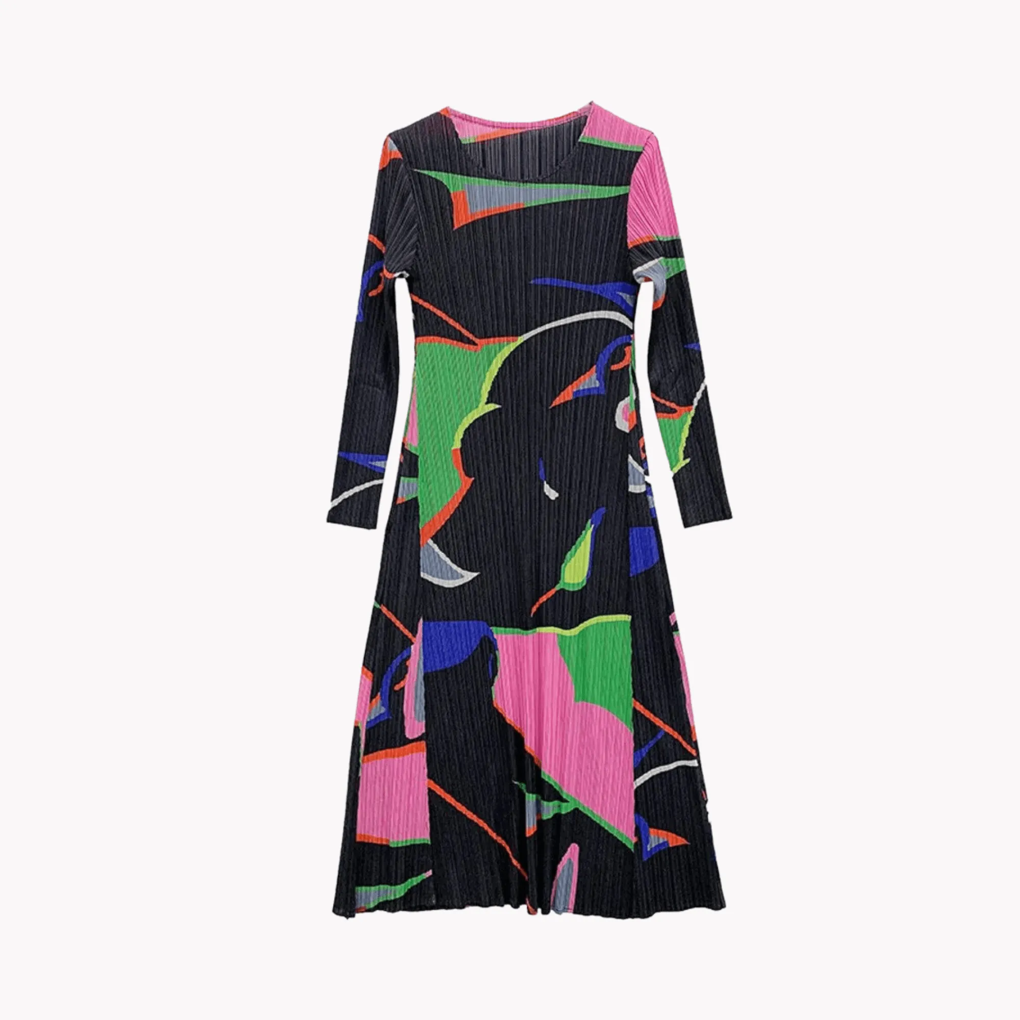 Pre Order:  Abstract Print Pleated Midi Dress