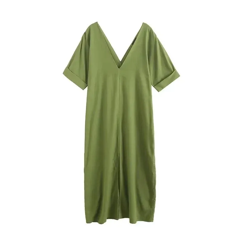 Pre Order:  Deep V-Neck Sleeved Tunic Dress