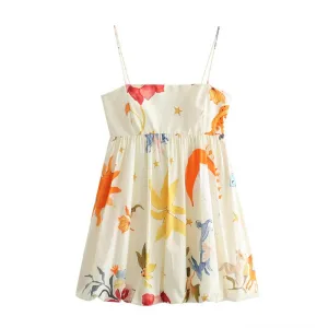 Pre Order:  Floral Patchwork Mini A-Line Suspender Dress