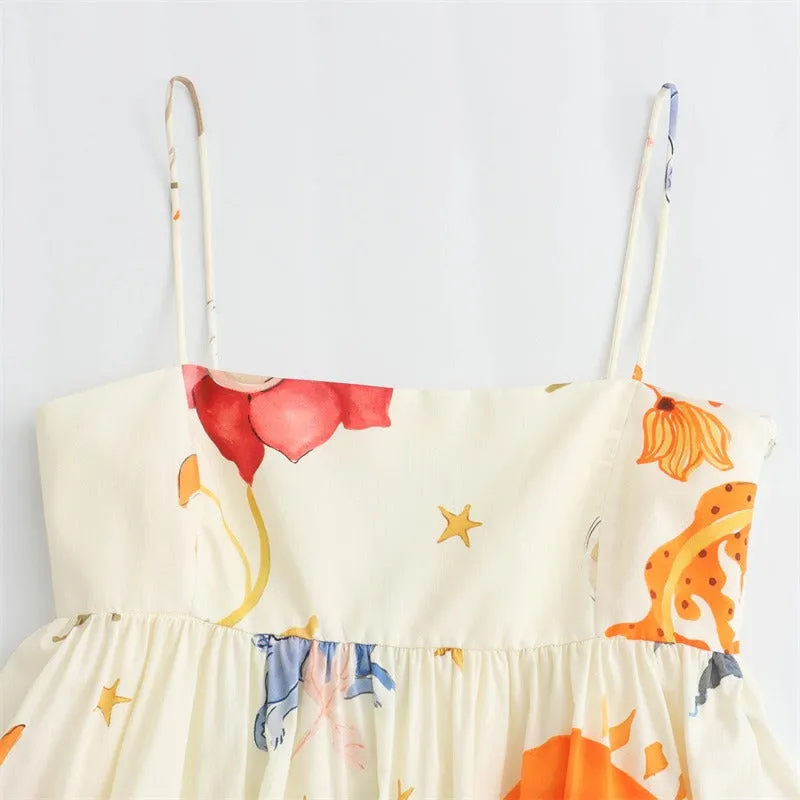 Pre Order:  Floral Patchwork Mini A-Line Suspender Dress