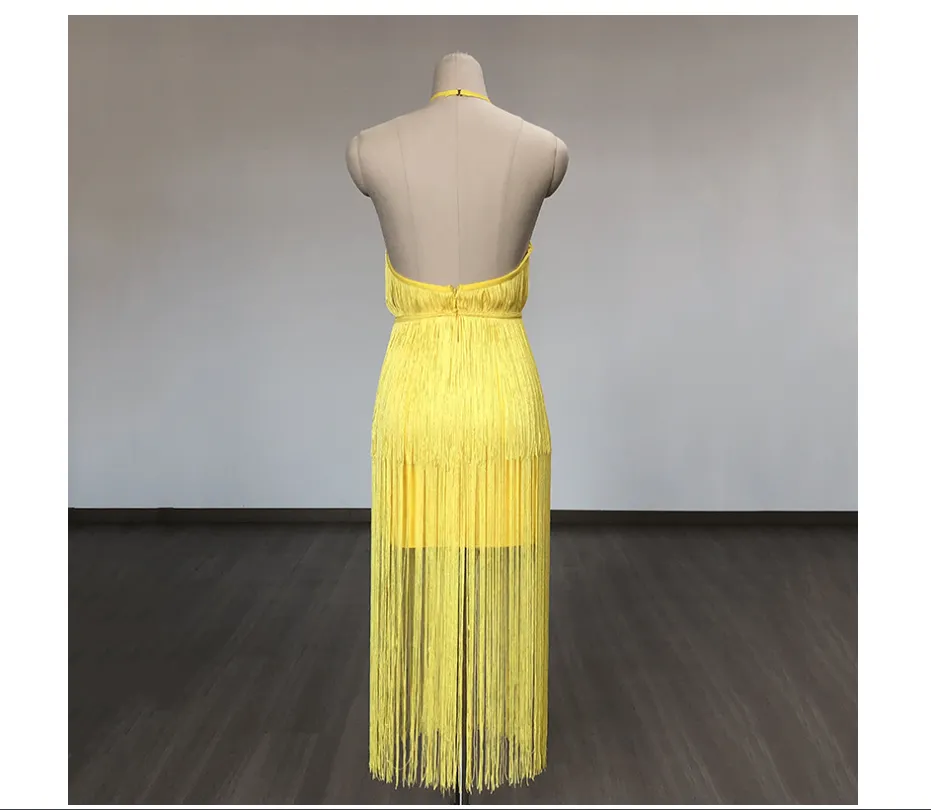 Pre Order:  Fringe Sleeveless Halter Dress