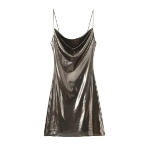 Pre Order:  Metallic Backless Midi Dress