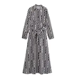 Pre Order:  Tie-Waist Striped Midi Dress