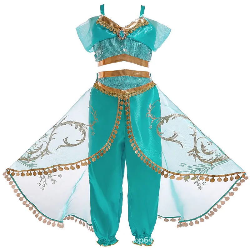 Princess Dress Lamp of Aladdin Princess Dress European and American Universal Christmas Children's Dress Cos Cosplay Clothes Dancing Dress