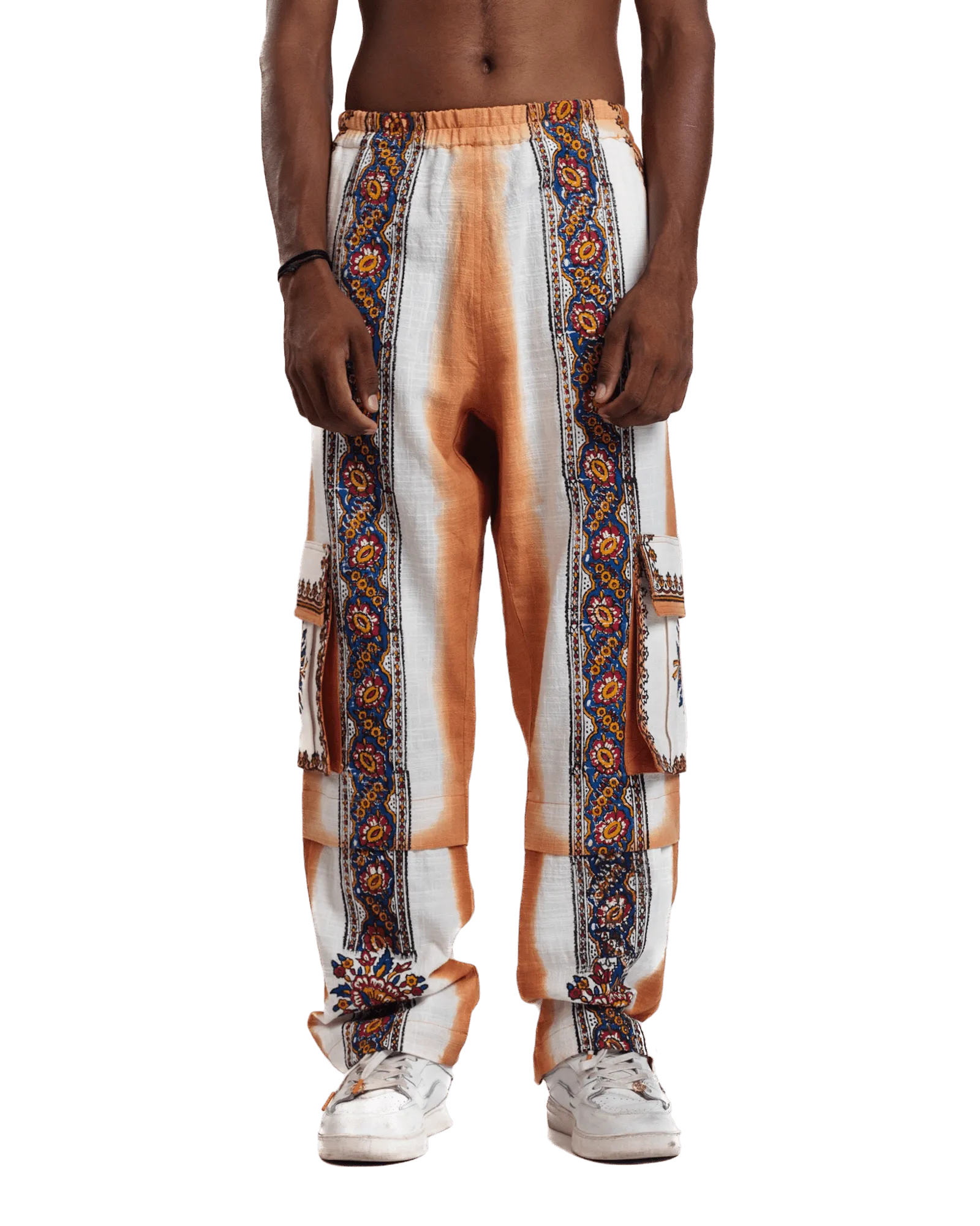 "Sunset Mirage" Hand Block Printed Cargo Pants