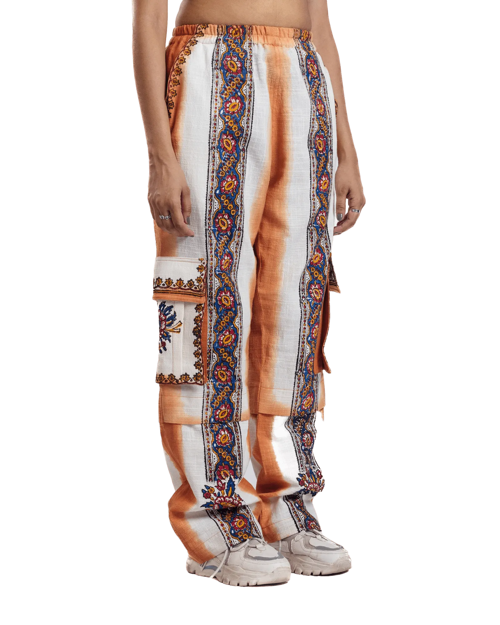 "Sunset Mirage" Hand Block Printed Cargo Pants