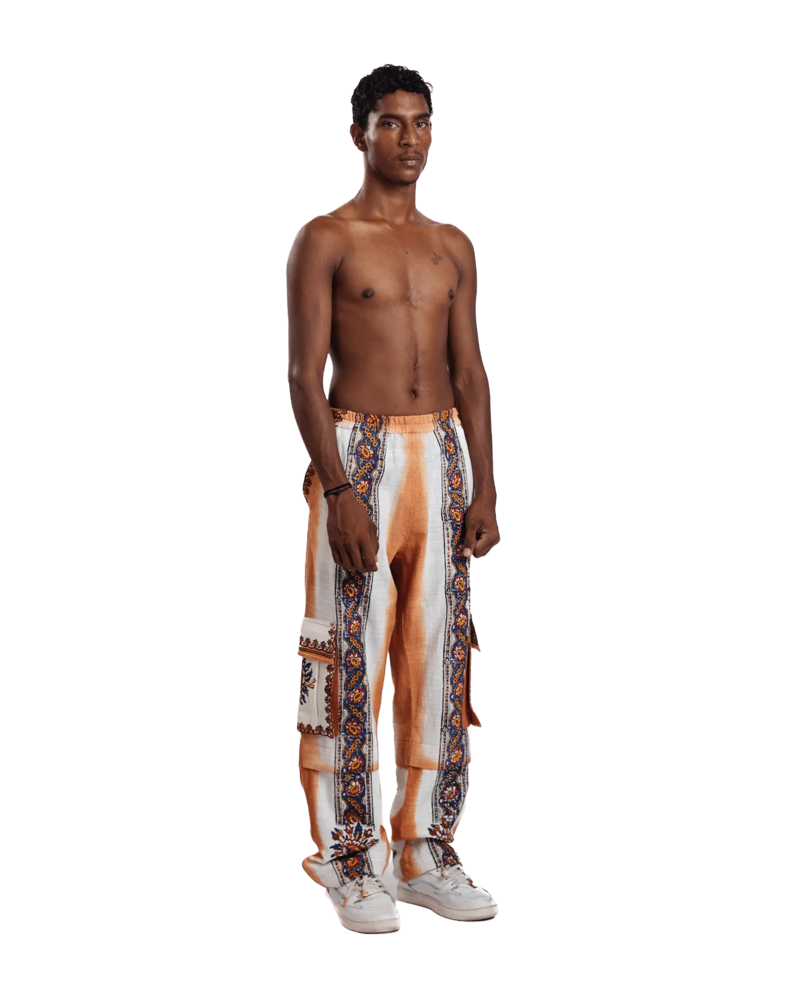 "Sunset Mirage" Hand Block Printed Cargo Pants