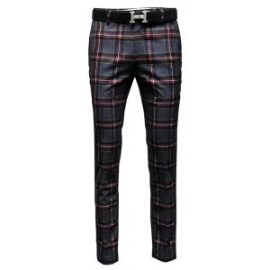 Red Plaid Slim Pants